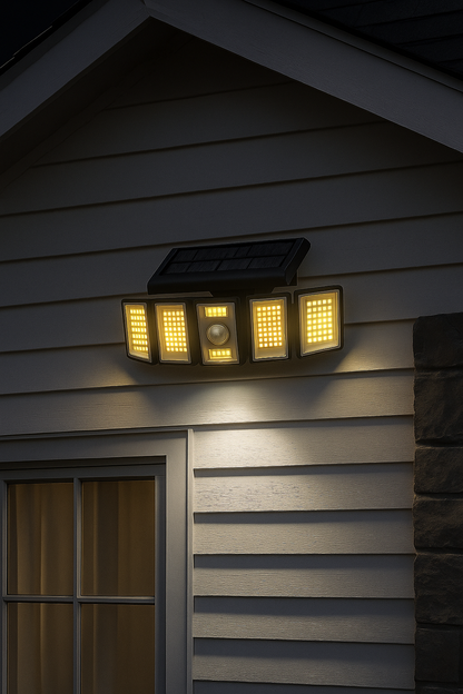 5-Head Solar Flood Light | 300 LEDs | Motion Sensor | IP65 Waterproof